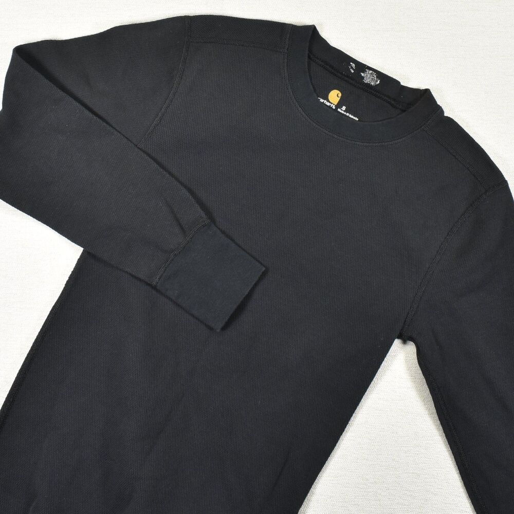 Carhartt Force Heavyweight Waffle Thermal Base Layer Shirt S Black Crewneck